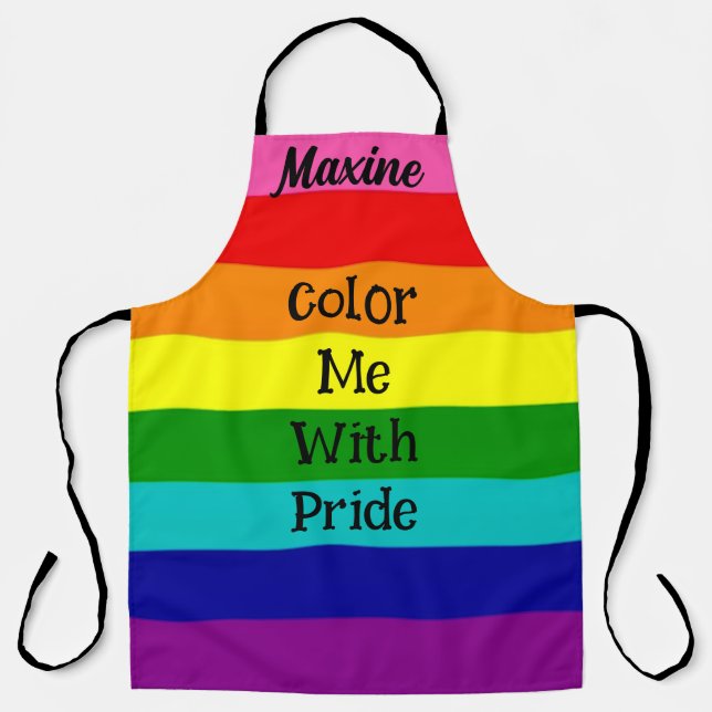 Rainbow color me with pride Personalize   Apron (Front)