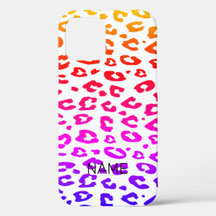 Rainbow color ombre gradient leopard pattern iPhone 12 case