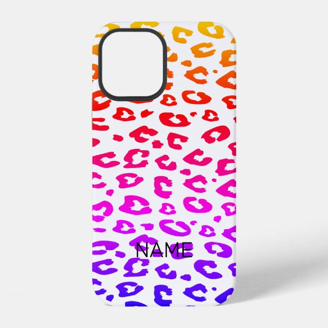 Rainbow color ombre gradient leopard pattern iphone case (Back)