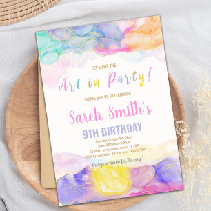 Rainbow Color Paint Birthday Invitation