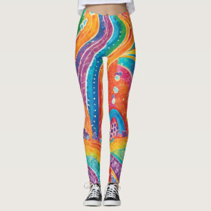 Rainbow Color Patterned Leggings