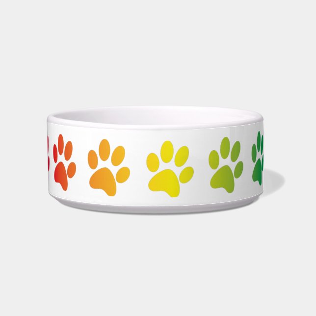 Rainbow Color Paw Print (Footprint) Bowl (Right)