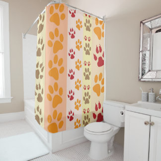 Rainbow Color Paw Prints Shower Curtain