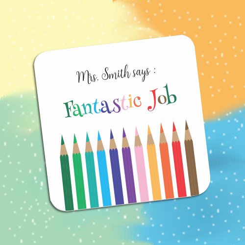 Rainbow Color Pencils Reward Stickers