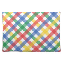 Rainbow Color Plaid Grid Pattern, Primary Colors