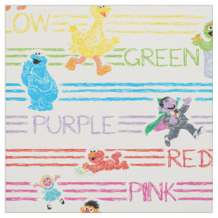 Rainbow Color Sesame Pals Pattern Fabric