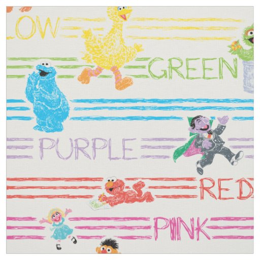 Rainbow Color Sesame Pals Pattern Fabric