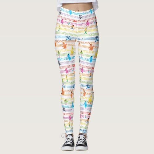 Rainbow Color Sesame Pals Pattern Leggings