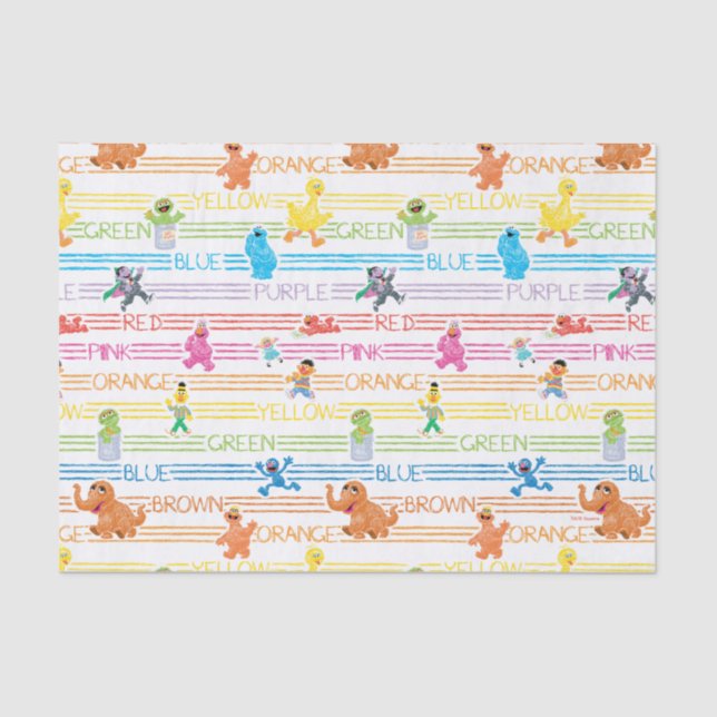 Rainbow Color Sesame Pals Pattern Tissue Paper (Front)