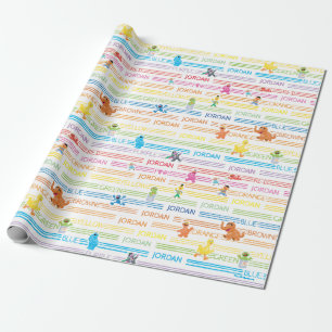 Rainbow Color Sesame Pals Pattern Wrapping Paper
