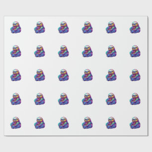 Rainbow Color Sloth Art Long Sleeve T-Shirt Wrapping Paper