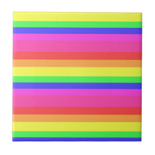 Rainbow Color Spectrum Stripes Design Ceramic Tile