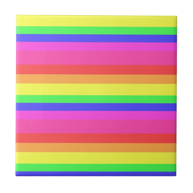 Rainbow Color Spectrum Stripes Design Ceramic Tile (Front)