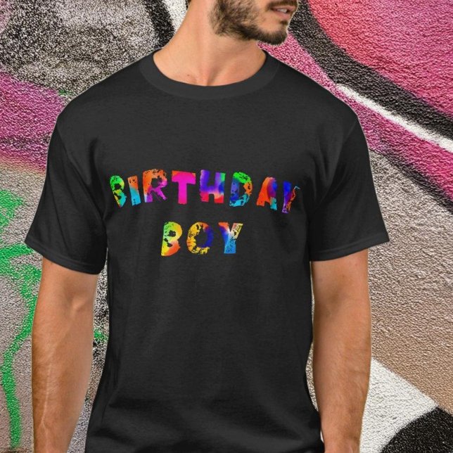 Rainbow Color Splash Birthday Boy T-Shirt (Creator Uploaded)