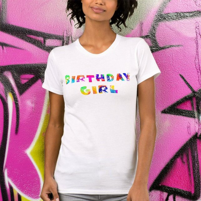 Rainbow Color Splash Birthday Girl T-Shirt (Creator Uploaded)