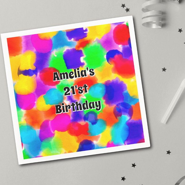 Rainbow Color Splash Personalized  Napkins (Creator Uploaded)
