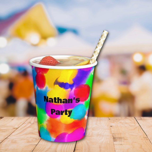 Rainbow Color Splash Personalized  Paper Cups (Creator Uploaded)