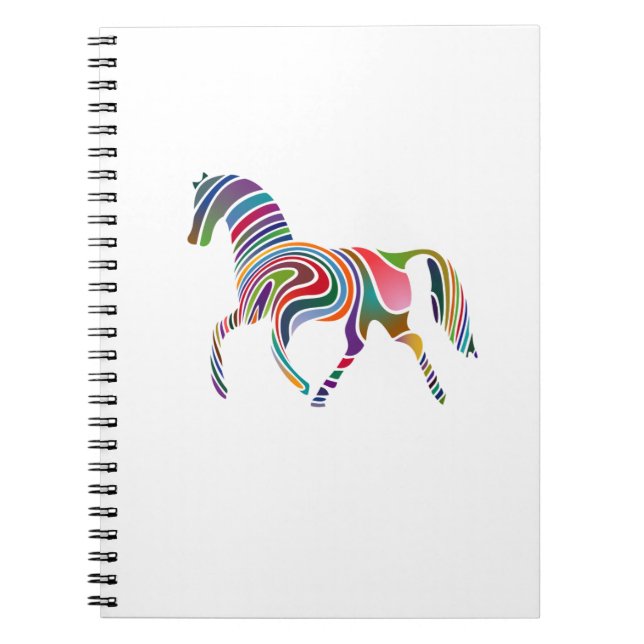 Rainbow Color-Striped Horse Notebook (Front)