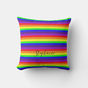 Rainbow Color Stripes Lines Abstract Monograms Thr Outdoor Pillow