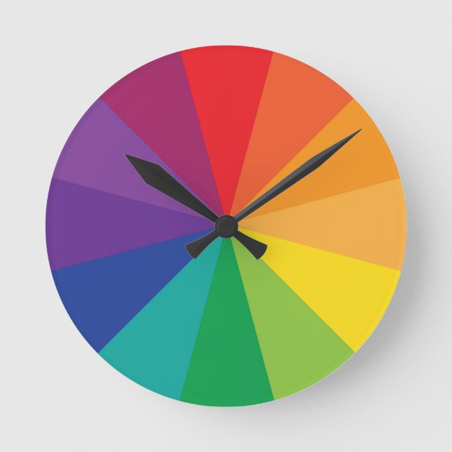 Rainbow Color Wheel Artist Round Clock (Front)