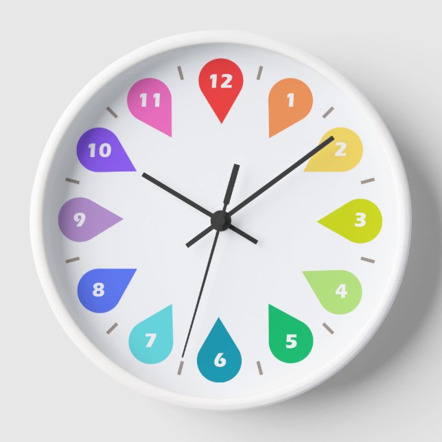 Rainbow Color Wheel Modern Artist Wall Clock Kids (Front)