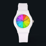 Rainbow Color Wheel Watch<br><div class="desc">This watch can help those who use their watches for marking time. Whether you are a nurse or teacher,  runner or coach,  the color divisions will also help for quick glances to mark 5 minute or hour delineations.</div>