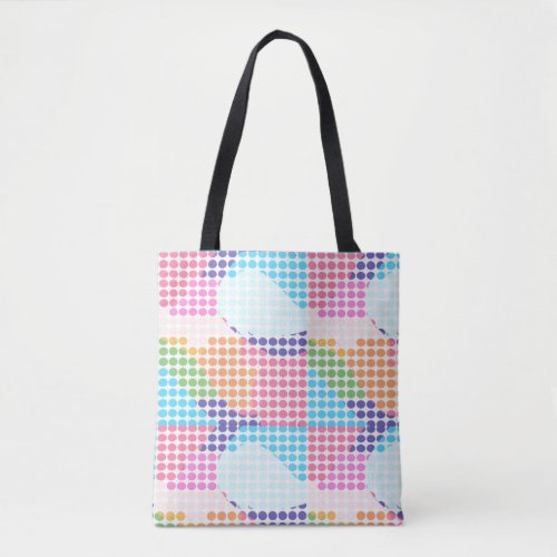 Rainbow color with polka dot pattern tote bag