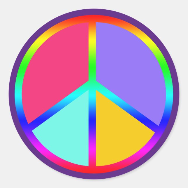Rainbow Color You Customize Peace Sign  Classic Round Sticker (Front)