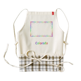 Rainbow Colorado map Zazzle HEART Apron