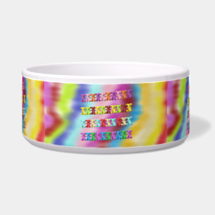 rainbow colored all over candy sweet bright purple bowl