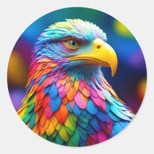 Rainbow Colored Bald Eagle-654568 Classic Round Sticker