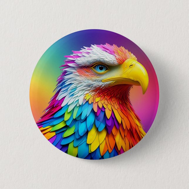Rainbow Colored Bald Eagle-65456 Button (Front)