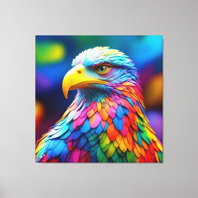Rainbow Colored Bald Eagle-65456 Canvas Print (Front)