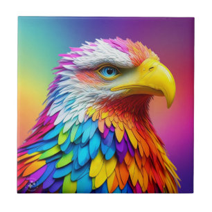Rainbow Colored Bald Eagle-65456 Ceramic Tile