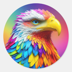 Rainbow Colored Bald Eagle-65456 Classic Round Sticker
