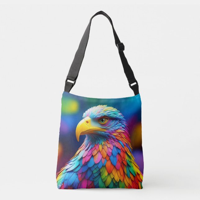 Rainbow Colored Bald Eagle-65456 Crossbody Bag (Front)