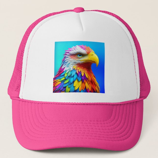Rainbow Colored Bald Eagle-65456 Trucker Hat (Front)