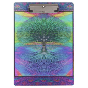 Rainbow Colored Blue and Green Tree Clipboard