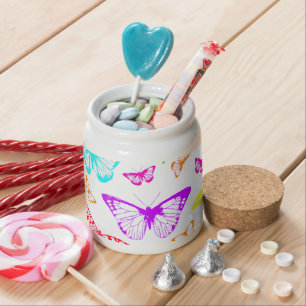 Rainbow Colored Butterflies Flying Candy Jar