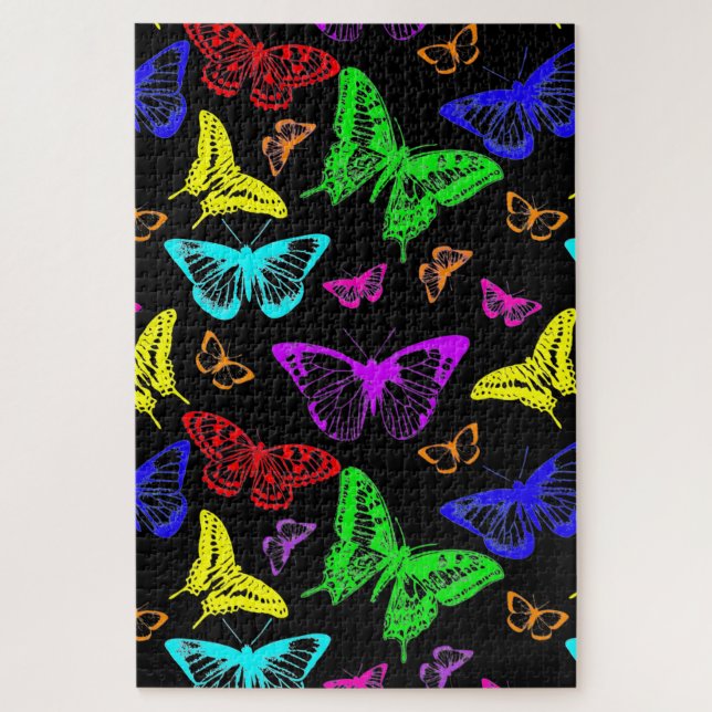 Rainbow Colored Butterflies Flying Jigsaw Puzzle (Vertical)
