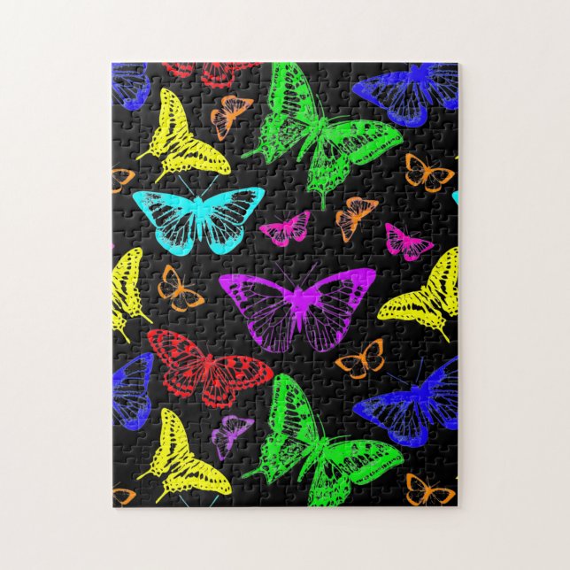 Rainbow Colored Butterflies Flying Jigsaw Puzzle (Vertical)