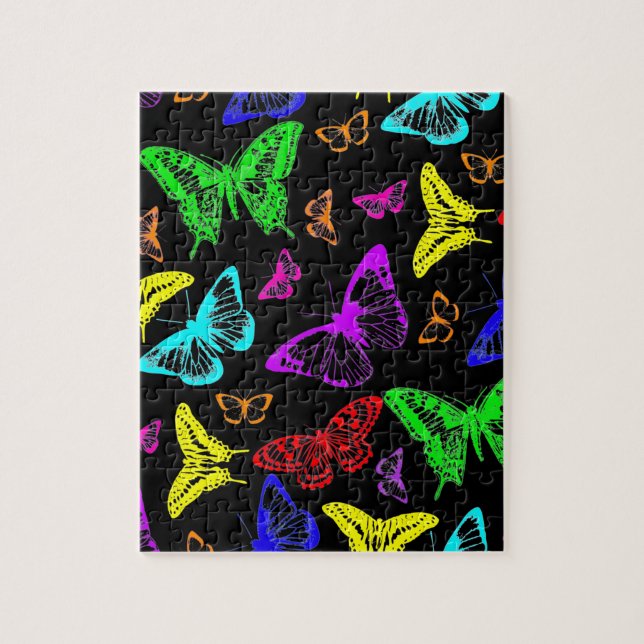 Rainbow Colored Butterflies Flying Jigsaw Puzzle (Vertical)