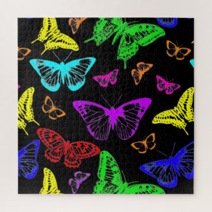Rainbow Colored Butterflies Flying Jigsaw Puzzle
