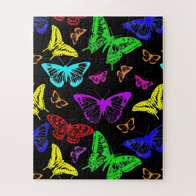 Rainbow Colored Butterflies Flying Jigsaw Puzzle (Vertical)
