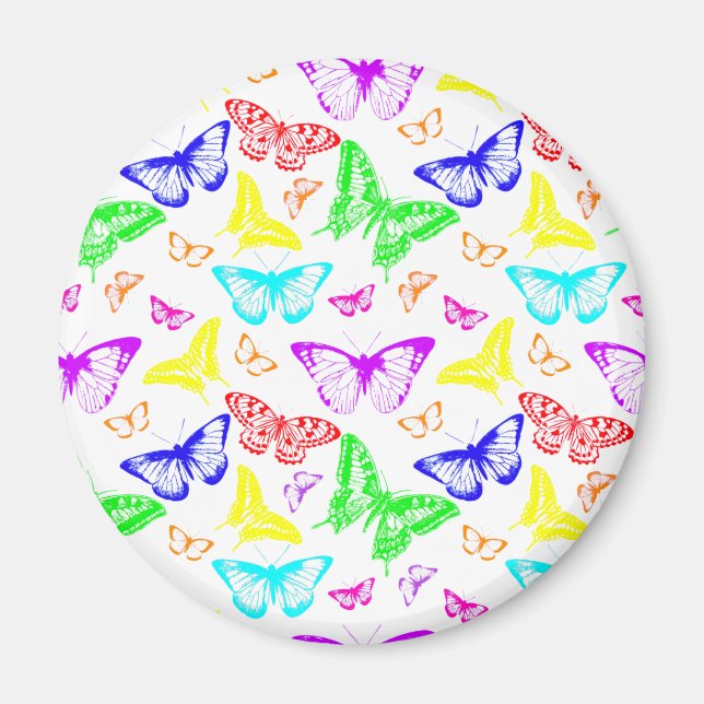 Rainbow Colored Butterflies Flying Magnet (Front)