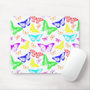 Rainbow Colored Butterflies Flying Mouse Pad