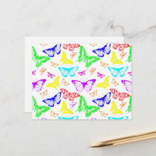 Rainbow Colored Butterflies Flying Postcard