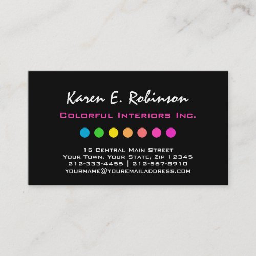 Rainbow Colored Chic Interior Decorator Designer Business Card