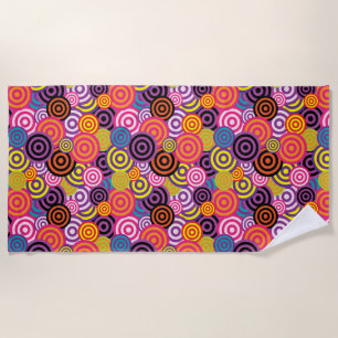 Rainbow Colored Circles Beach Towel