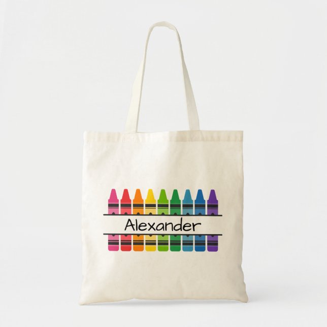 Rainbow Colored Crayons Personalized Tote Bag (Front)